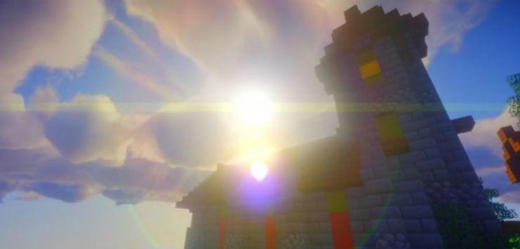 Красочный сад с редкими растениями и декоративными блоками в Minecraft