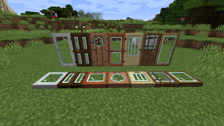 Современная кухня в Minecraft с использованием стеклянных дверей и светлых блоков