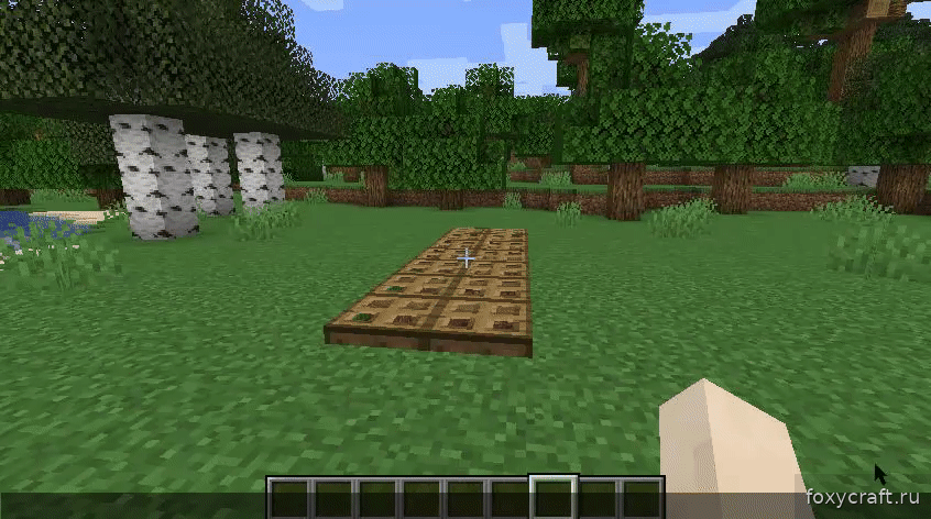 Гифка с процессом крафта верстака и деревянных инструментов в Minecraft