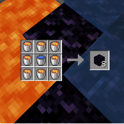 Интерфейс крафта обсидиана в модификации Craft Obsidian