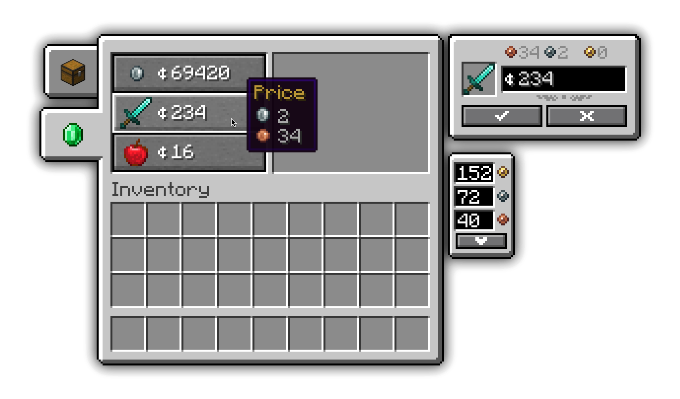 Мод Numismatic Overhaul добавляет валюту и торговлю в Minecraft