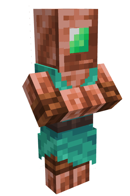 Механический житель с шестеренками и металлическими деталями в Minecraft