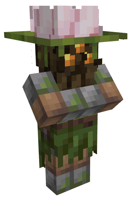 Автоматон с золотыми деталями и синим свечением в Minecraft