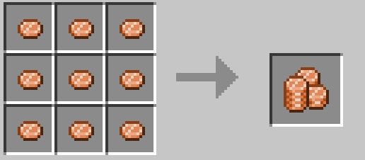 Анимация крафта монет в Minecraft: процесс переплавки слитков в монеты