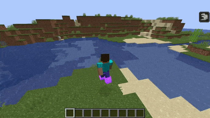 Анимация рывка в Minecraft с модом DashTime, демонстрирующая быстрое перемещение игрока