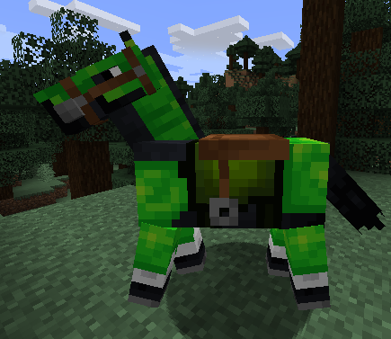 Окрашенная конская броня в Minecraft с использованием мода