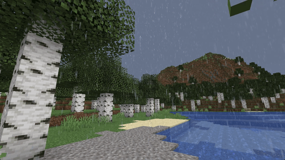 Анимация дождя с ресурспаком Nicer Rain в биоме равнины