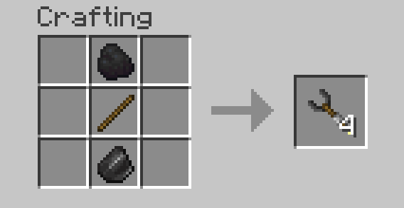 Рецепт крафта метательного факела в Minecraft из палки, угля и кремня