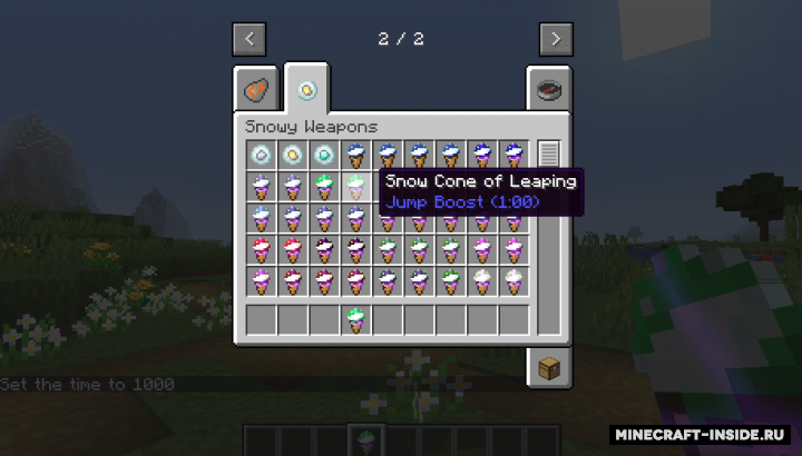Интерфейс крафта фруктового льда в моде Snowy Weaponry для Minecraft 1.17