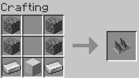 Рецепт крафта каменного шипа в Minecraft с использованием булыжника и палки