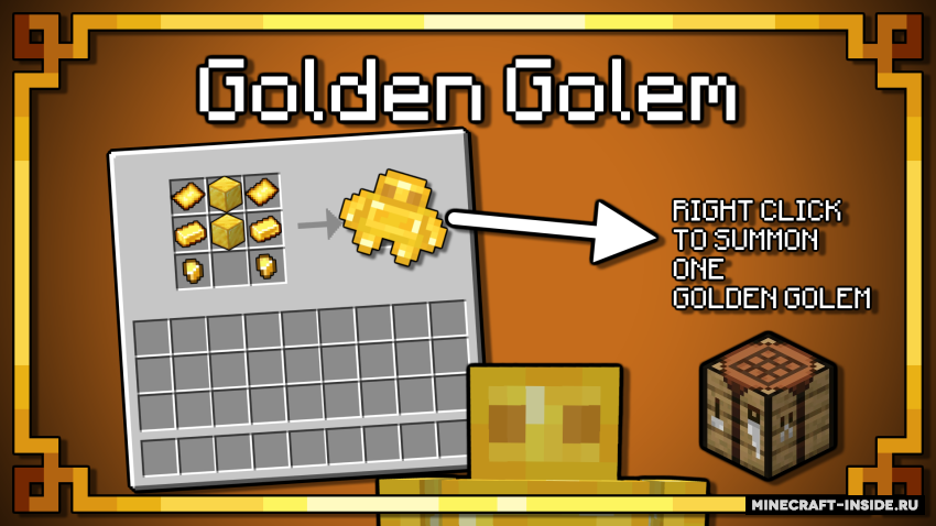 Золотой голем и новые декоративные блоки из мода The Gold Rush для Minecraft