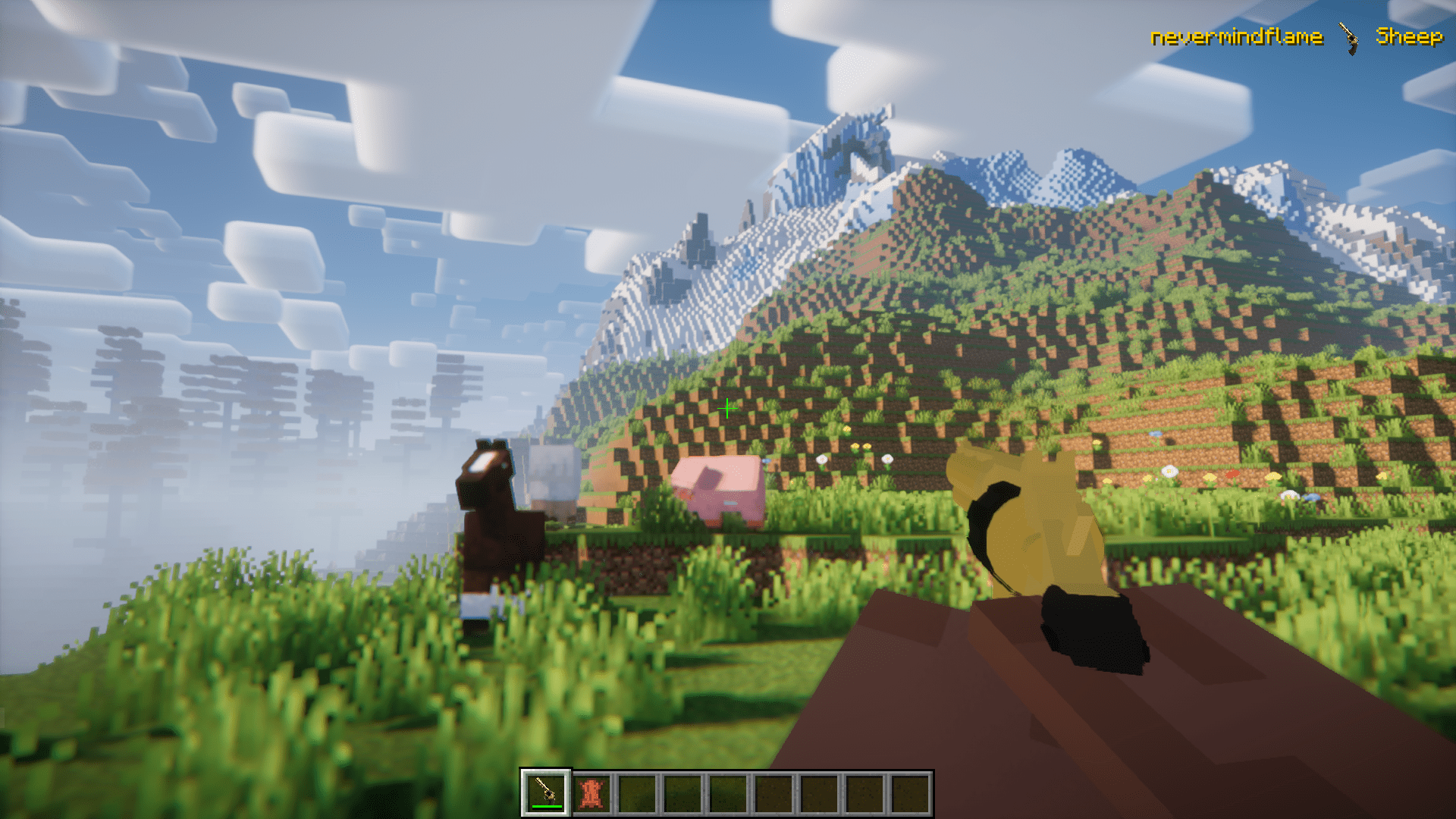 Геймплей с модом A.V.A: перестрелка в пустынном биоме Minecraft