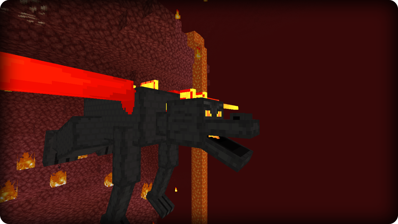 Битва с Nether Dragon в Minecraft, игрок использует алмазный меч и щит