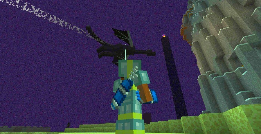 Игрок использует гарпун для быстрого перемещения по пещерам в Minecraft
