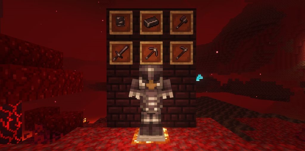 Интерфейс крафта улучшенной незеритовой брони в Advanced Netherite Mod