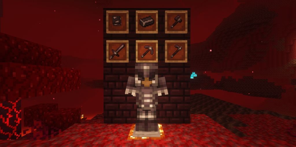 Интерфейс крафта новых незеритовых предметов в Advanced Netherite Mod