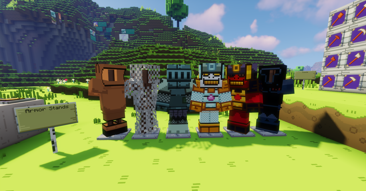 Красивый пейзаж Minecraft с горами и лесом в стиле Adventure Time