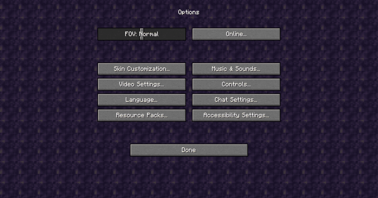 Скриншот Amethyst Vibes GUI - главное меню Minecraft в фиолетовых тонах