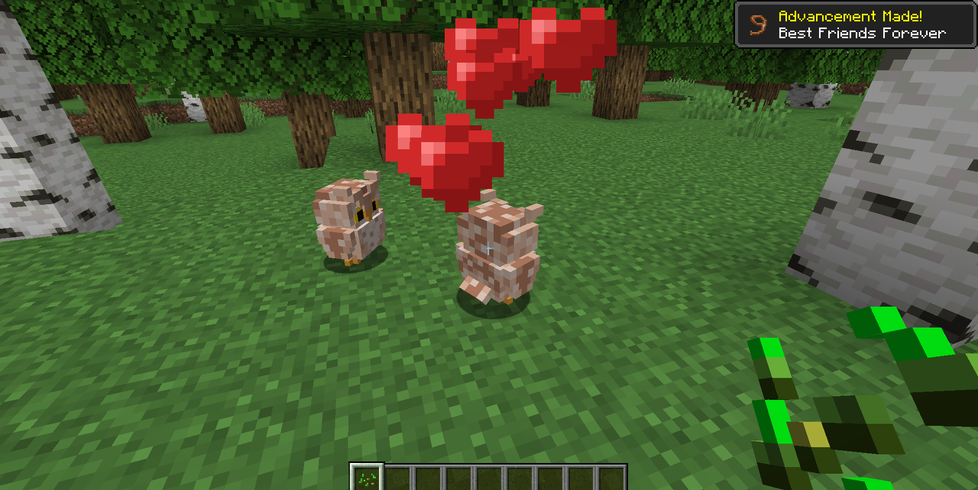 Сова из мода Animal Garden Owl, летящая ночью в Minecraft
