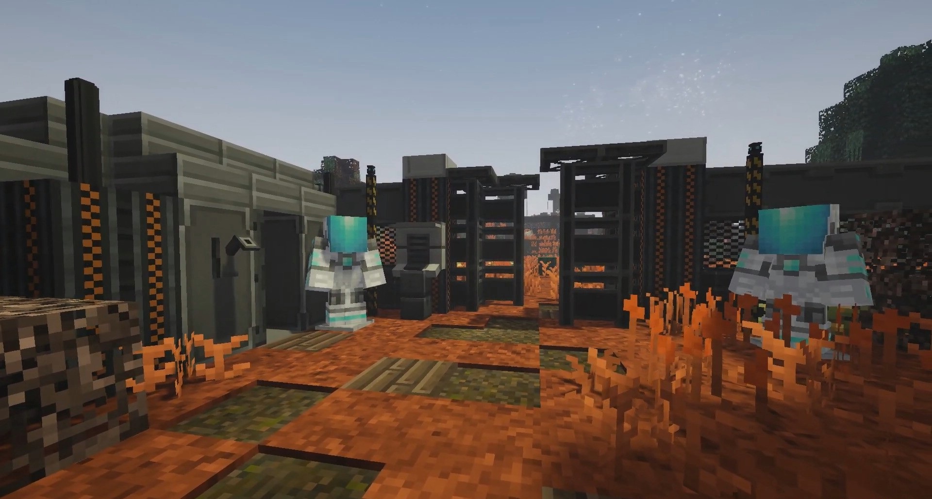 Красивый закат в Minecraft с шейдерами Apex Shaders