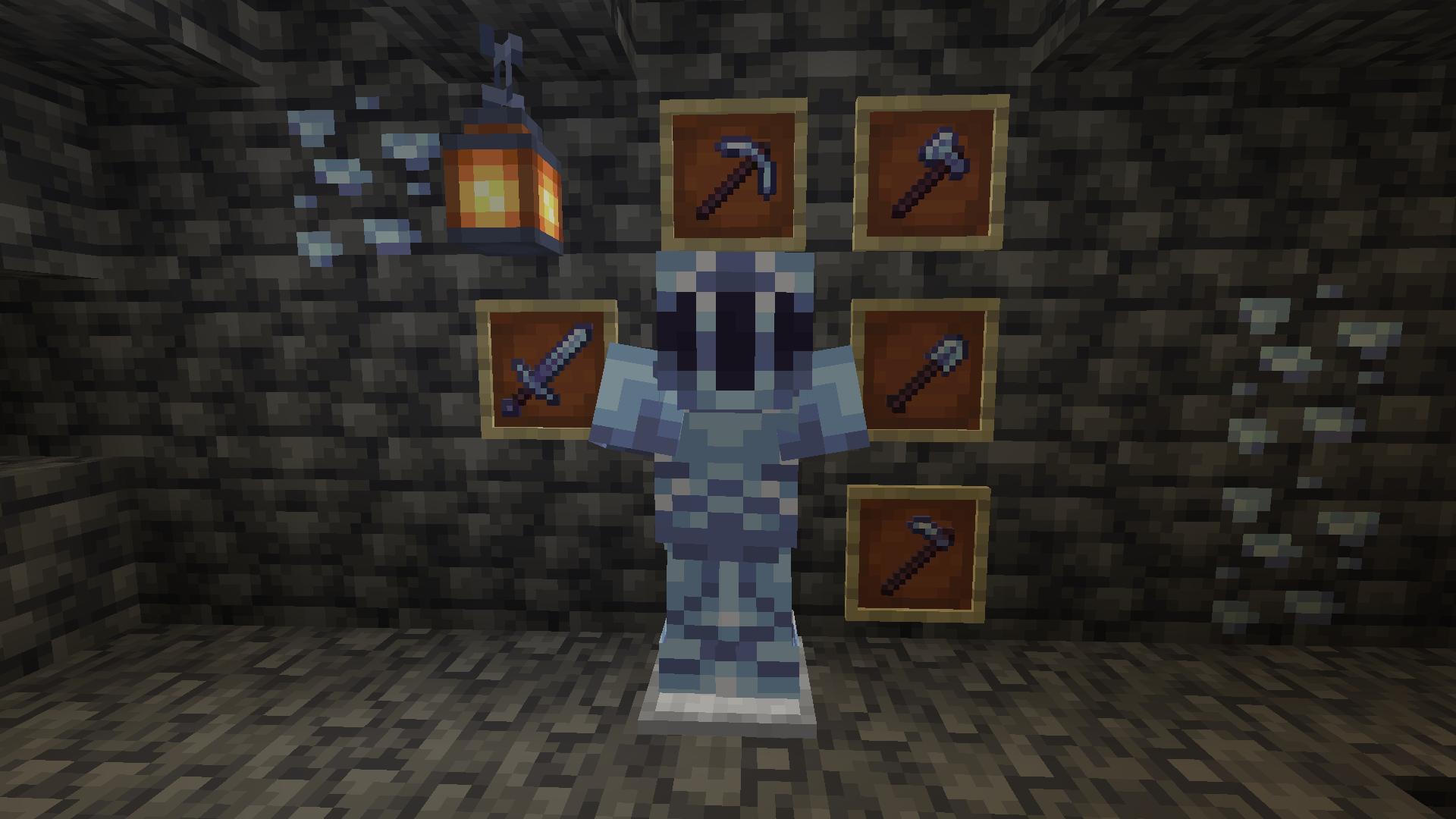 Платиновая броня и оружие в Minecraft из мода Frostfire Expansion