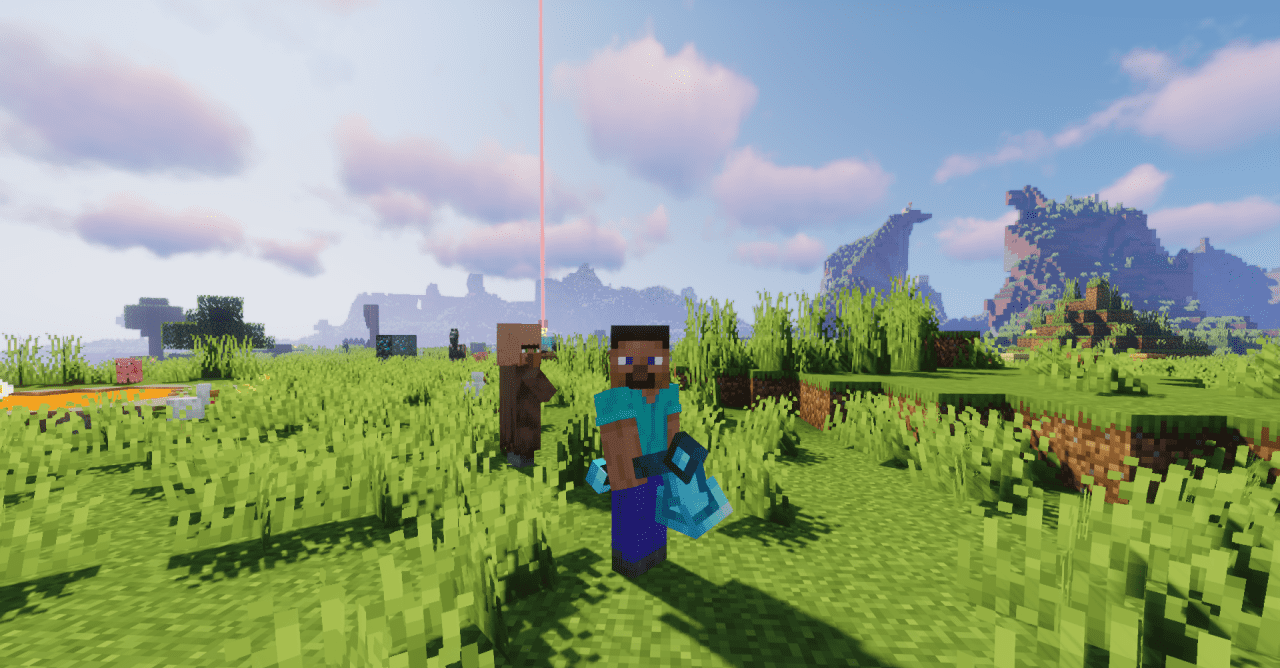 Сравнение стандартного и улучшенного меча в Minecraft с текстур-паком Armory Conglomerate