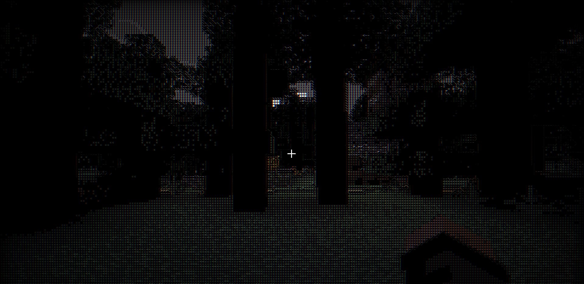 Minecraft с Ascii Like Shaders — пример игрового мира в ASCII-стиле