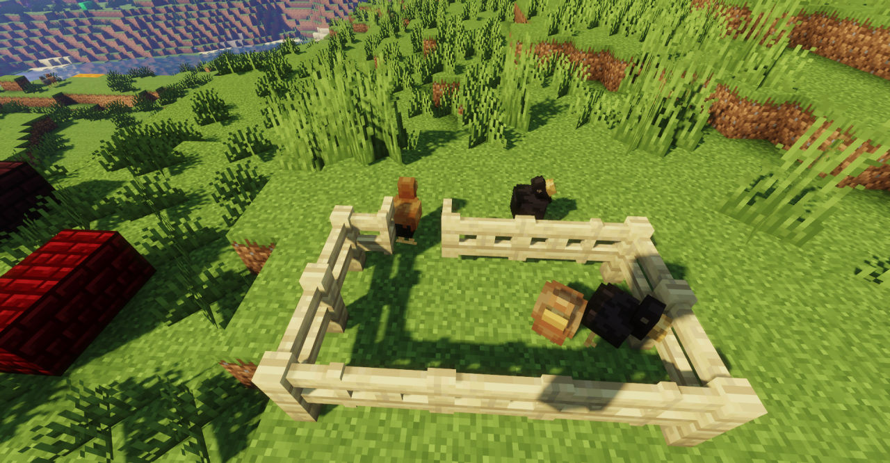 Сравнение обычных и улучшенных анимаций коров в Minecraft с пакетом Ashen Custom Mobs