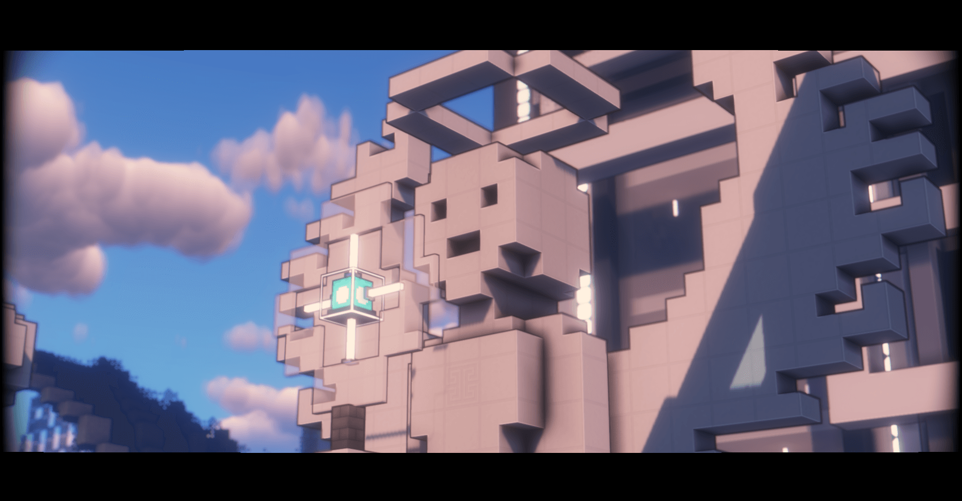 Деревня в Minecraft с улучшенной графикой благодаря шейдерам