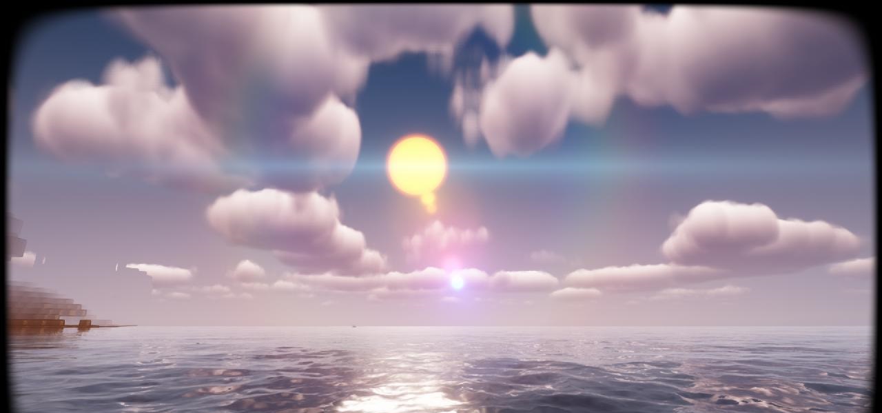 Закат в Minecraft с реалистичными шейдерами AstraLex BSL Edit