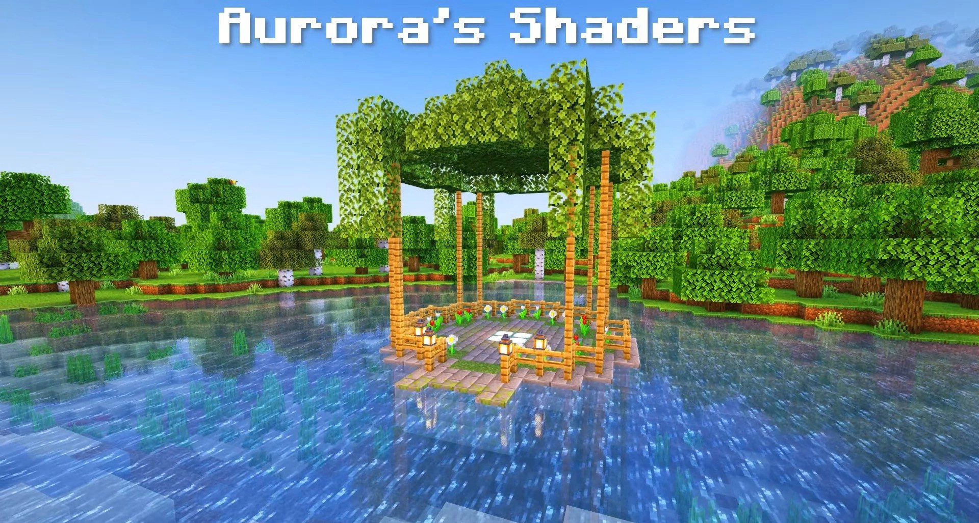 Сравнение графики в Minecraft с шейдерами Aurora’s и без них