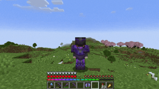 Анимация работы Auto Elytra в Minecraft, показывающая автоматическое раскрытие крыльев