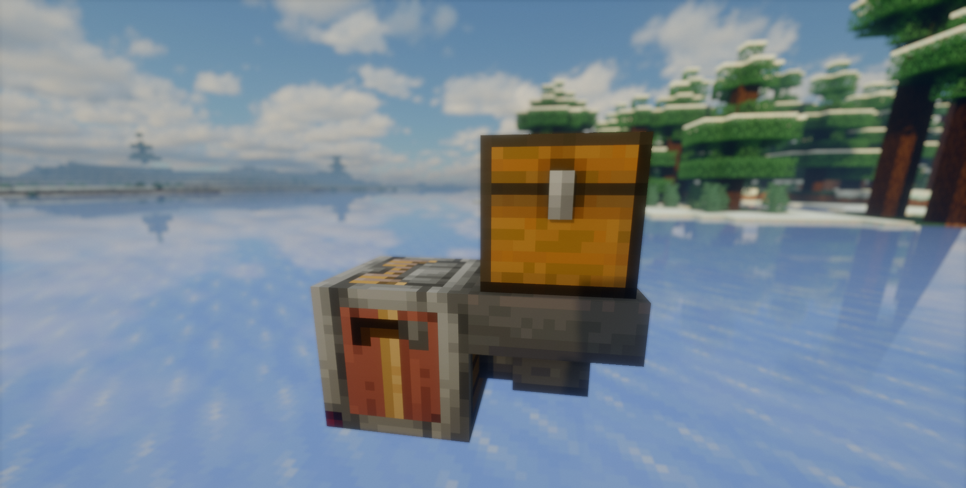Пример автоматической работы ткацкого станка в Minecraft с модом Autocrafters