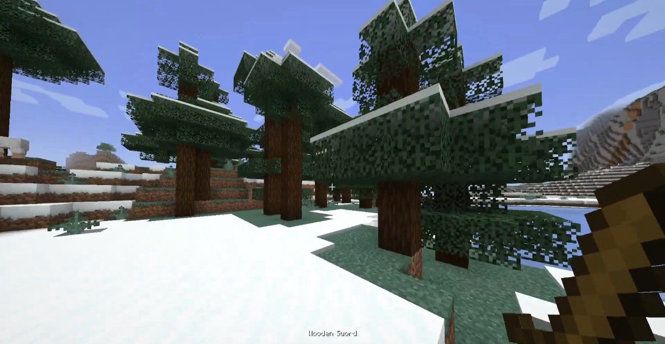 Демонстрация работы Automatic Tool Swap в Minecraft при добыче разных блоков