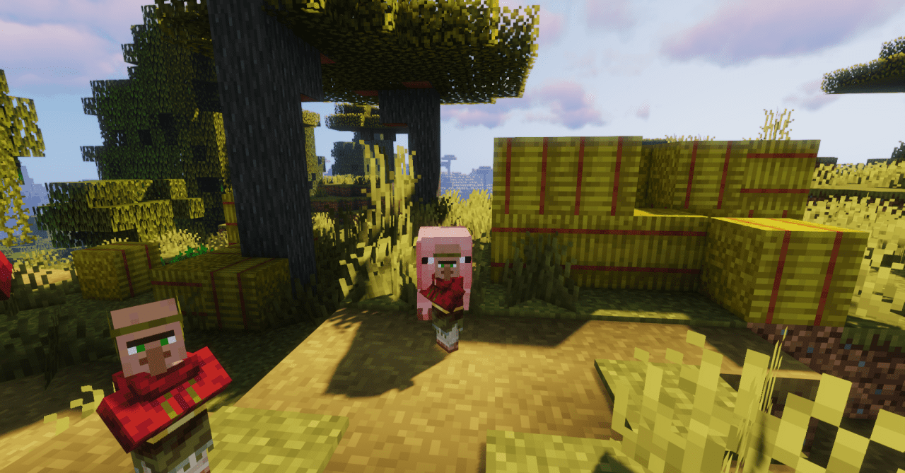 Сравнение стандартных и улучшенных детей-жителей в Minecraft с текстур-паком Baby Villagers