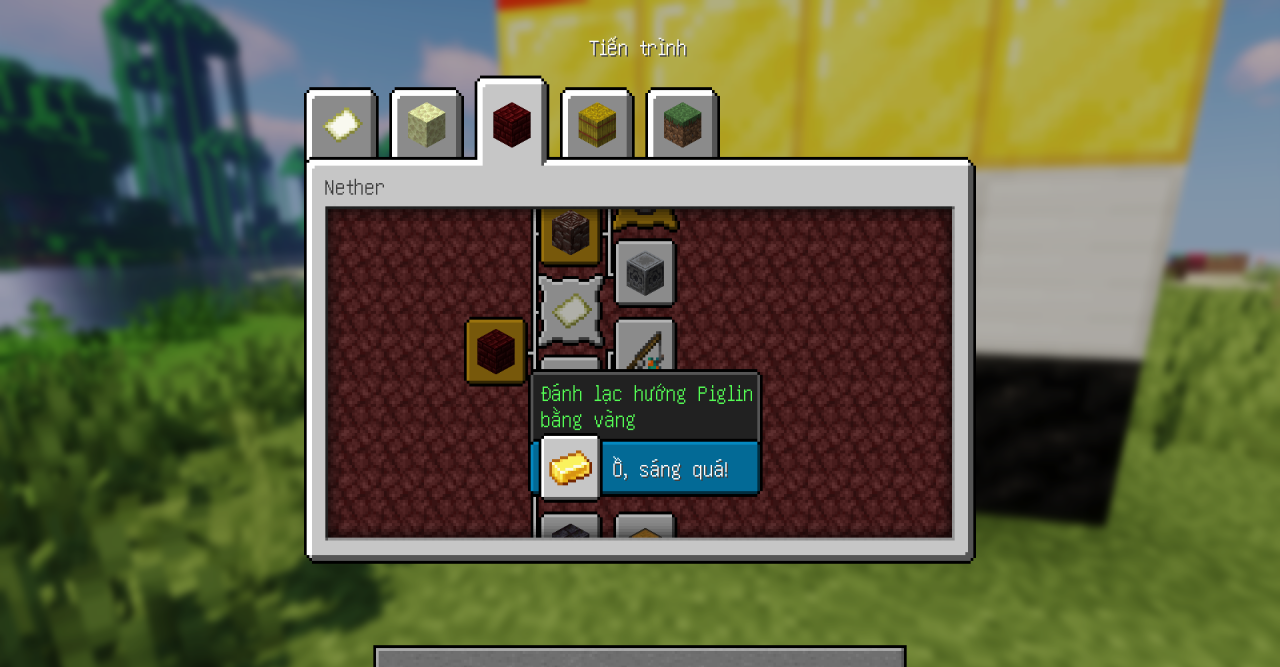 Пример переведенных достижений в Minecraft с помощью BACAP Language