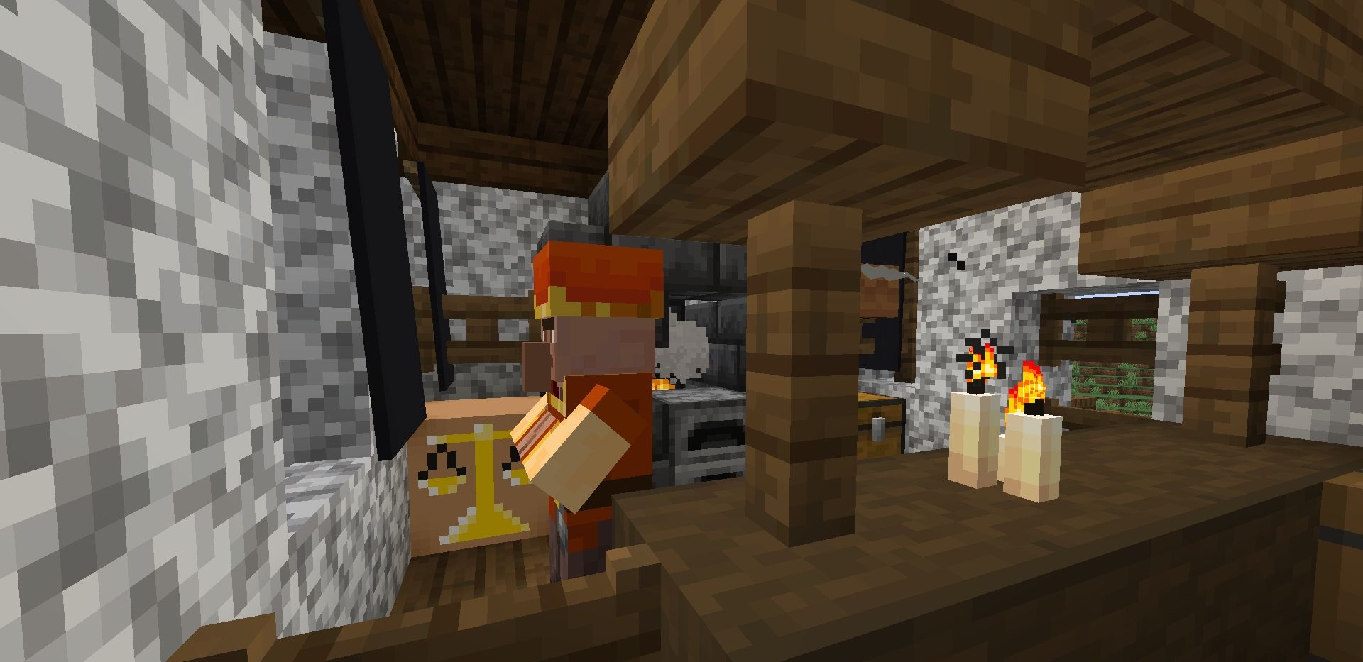 Деревня с новой пекарней и торговцами в Minecraft