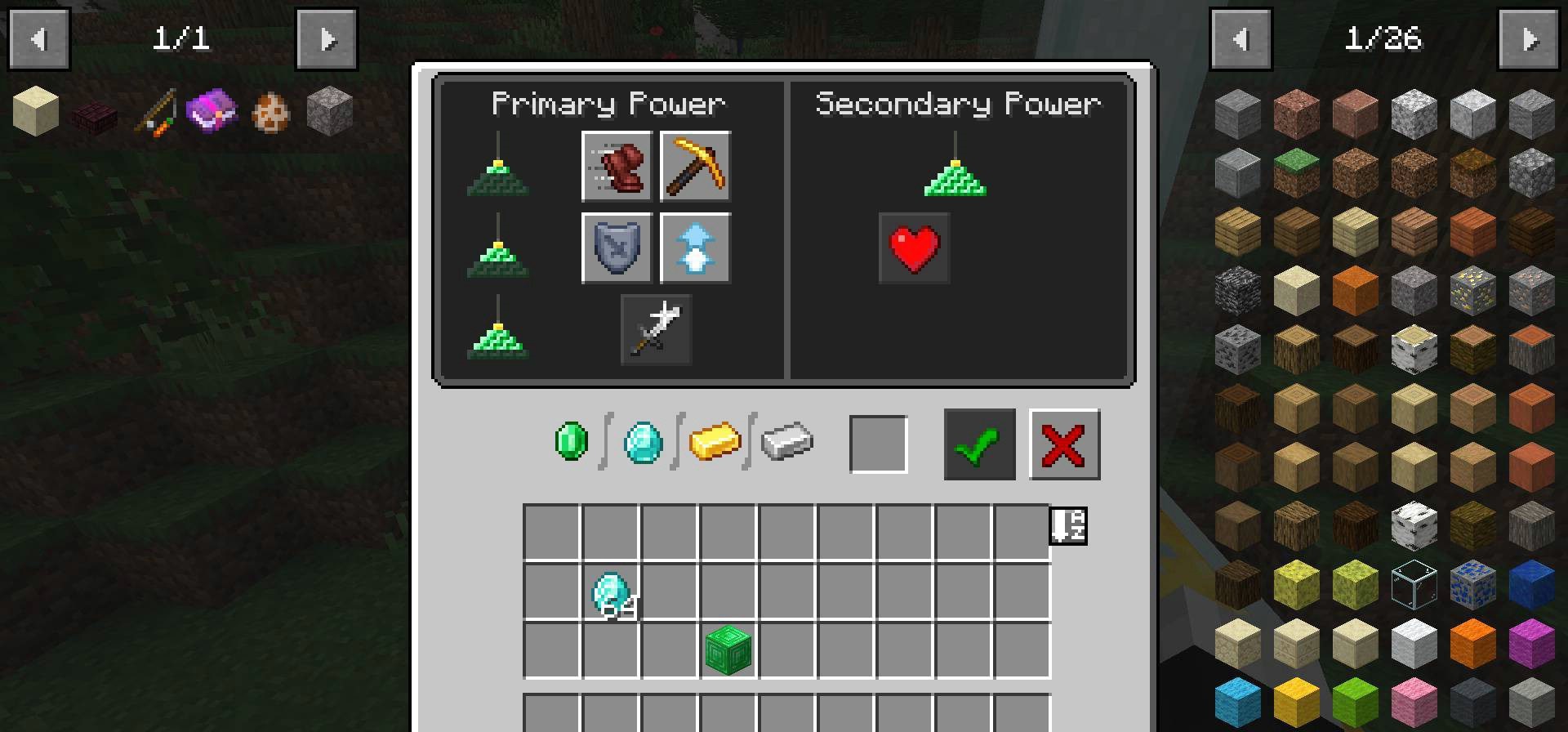 Игрок использует маяк с новыми эффектами в Minecraft