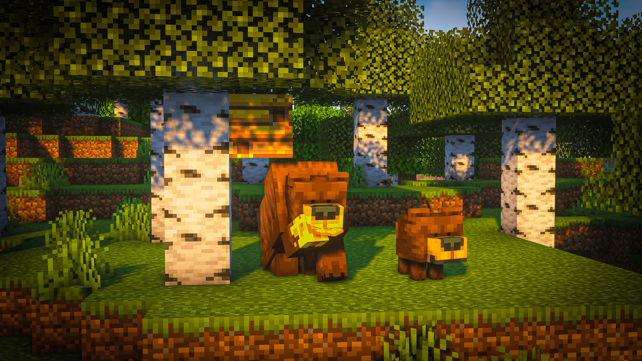 Игроки взаимодействуют на сервере Minecraft в режиме выживания
