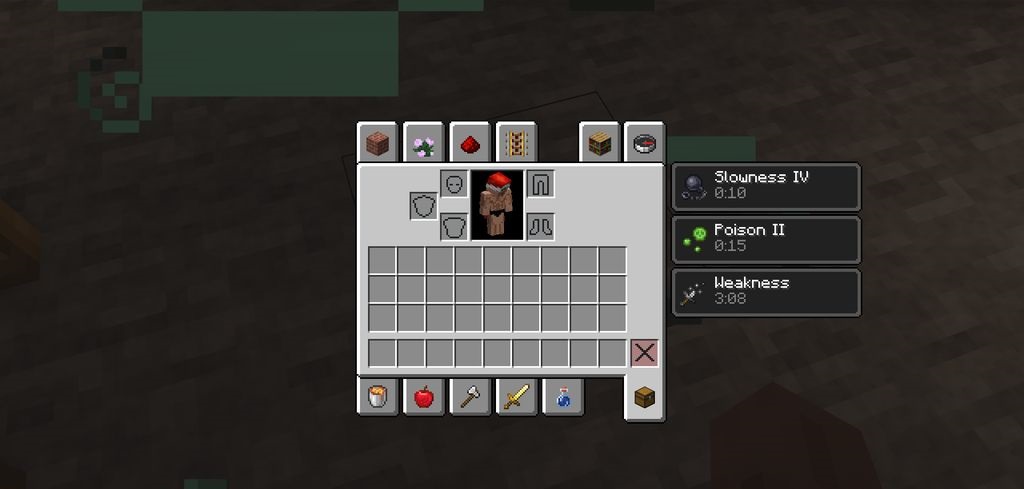 Интерфейс мода Bed Benefits в Minecraft, показывающий новые функции кровати