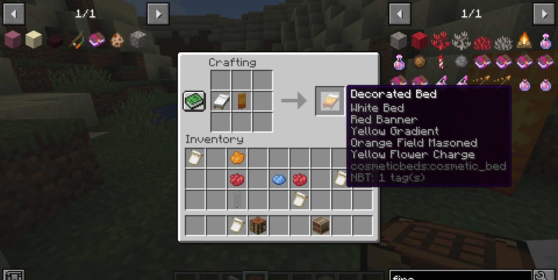 Интерьер спальни в Minecraft с кастомизированными кроватями через Bedspreads Mod