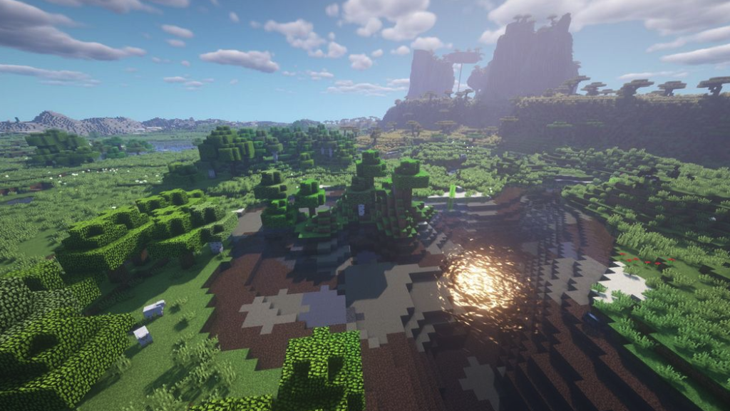 Сравнение разных шейдеров для Minecraft с эффектами воды и освещения