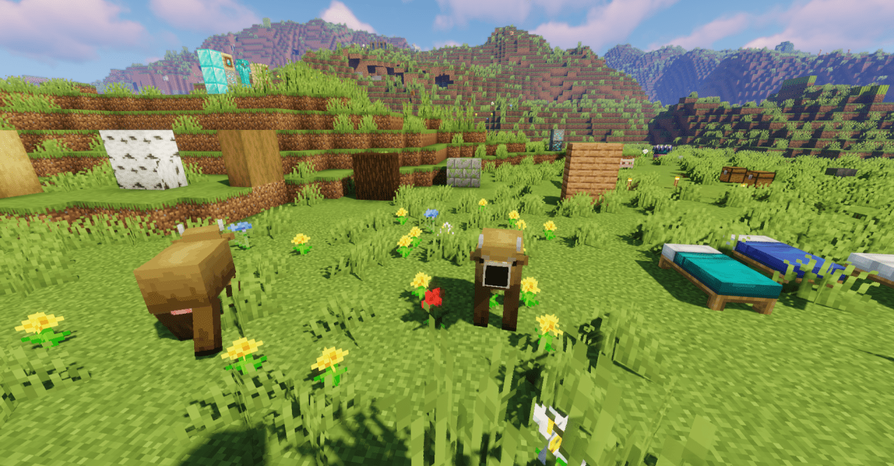 Детализированные текстуры волков и лис в Minecraft с модом Better Animals