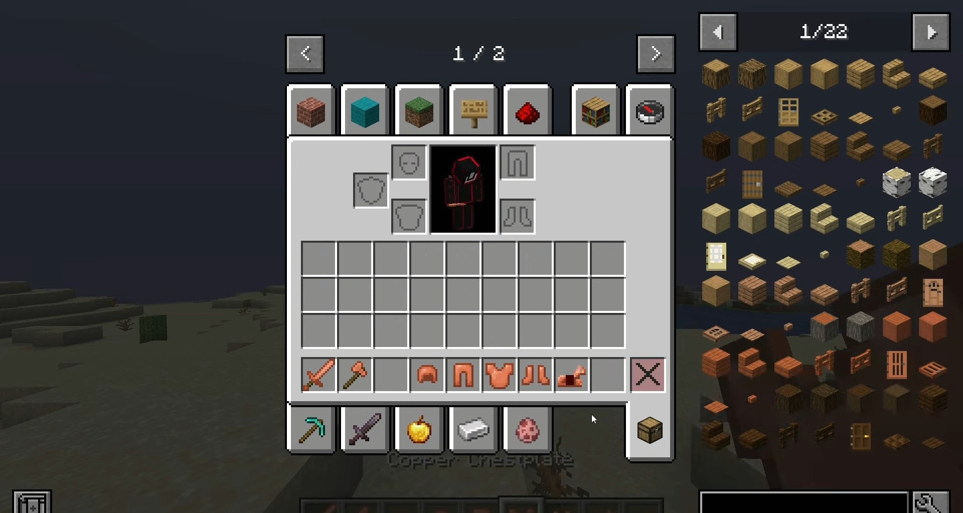 Крафт медных инструментов и брони в Minecraft с модом Better Copper Armor and Tools