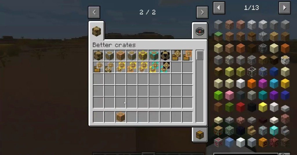 Интерфейс улучшенного ящика в Minecraft с сортировкой предметов