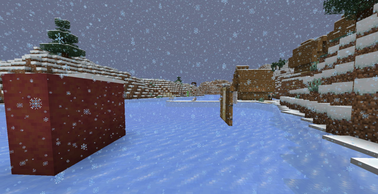Детализированные снежинки в Minecraft после установки Better Snow