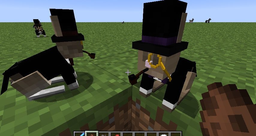Крупный план кролика в цилиндре из мода Better Than Bunnies для Minecraft