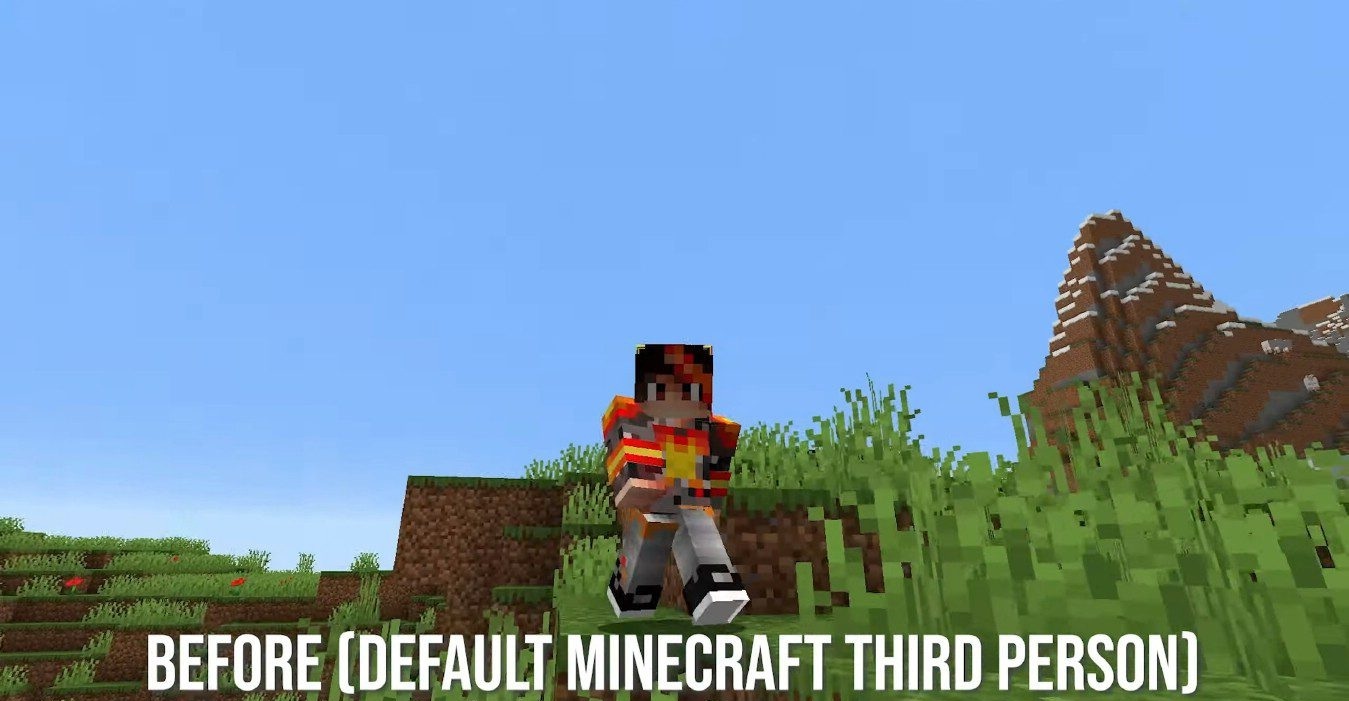 Геймплей Minecraft с модом Better Third Person в разных биомах