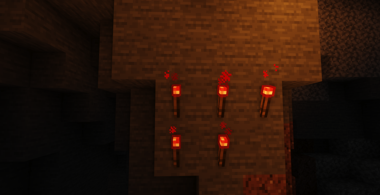 Улучшенные факелы в разных биомах Minecraft с модом Better Torch+