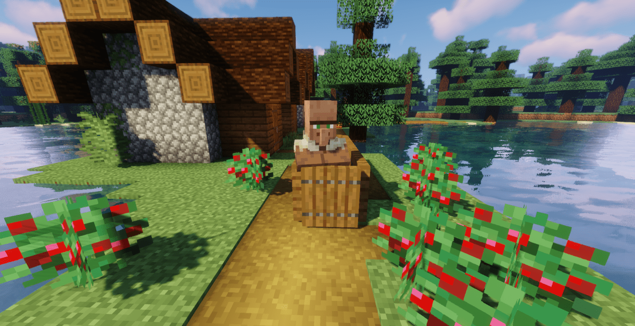 Деревня с улучшенными жителями в Minecraft благодаря модификации